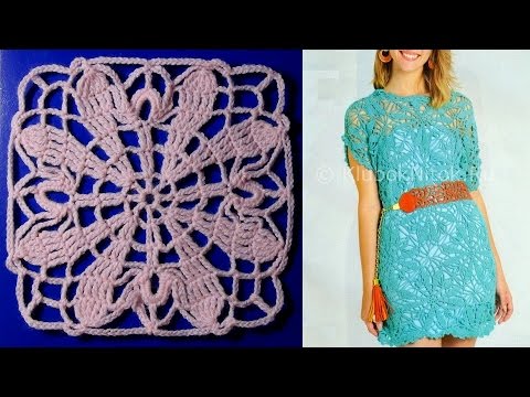 Видео: Квадратный мотив крючком. МК.(средний уровень сложности).