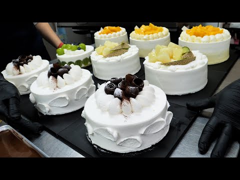 Видео: много свежих фруктов! приготовление различных фруктовых тортов (манго, дыня) - Корейская уличная еда