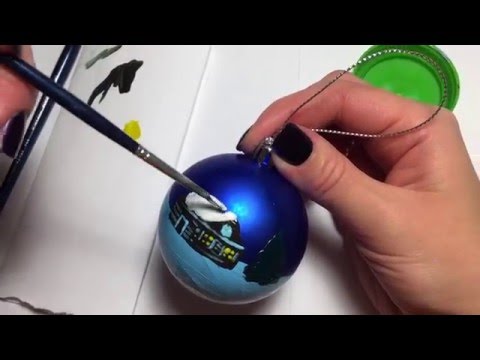 Видео: Мастер-класс по росписи новогоднего шара. DIY. Как красиво расписать новогодний шар.