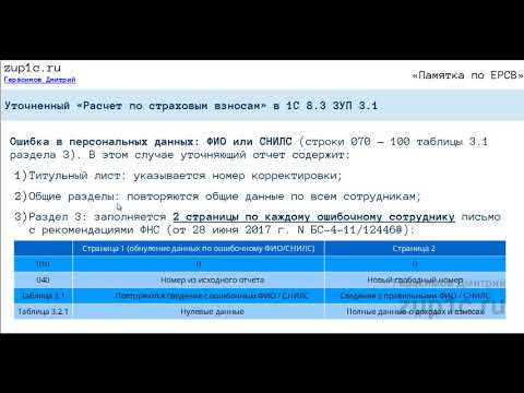 Видео: Как сделать и сдать уточняющий "Расчет по страховым взносам" в 1С 8.3 ЗУП 3.1. Примеры заполнения