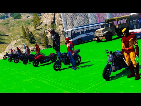 Видео: Moto Сhallenge SpiderMan and Hulk Long Ramps GTAVMods ! Халк с Человеком пауком и другие супер Герои