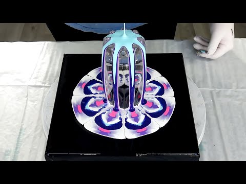 Видео: (490) Вылить на дно СТЕКЛЯННОГО стакана ~ Обратный цветок, обмакнуть в бумажную салфетку ~ Цветок...