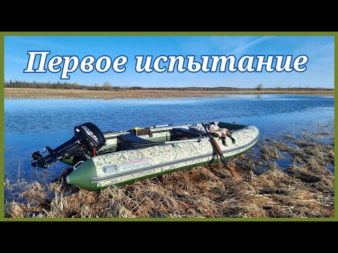 Видео: Первое испытание лодки-MISHIMO RAPID PRO+Мотор-MARLIN PROLINE FORZE 9.9 20лс. Хмао.