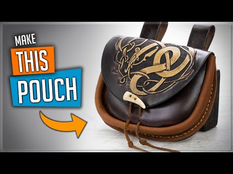 Видео: Сделайте кожаный мешочек — поясной мешочек — в стиле викингов и с резьбой