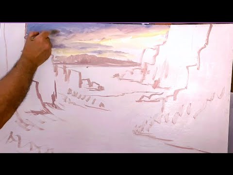 Видео: Учитесь рисовать шаг за шагом. Нарисуйте очаровательную и удивительную сцену 👆😳😲 #искусство