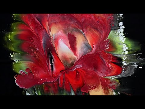 Видео: Triple Flower Magic 🌸 Простые акриловые цветы насыщенных красных и зеленых оттенков