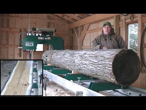 Видео: Большое бревно гикори на лесопилке сегодня, Woodland Mills HM130