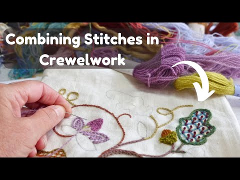 Видео: Простые комбинации стежков «крюэлворк» для начинающих