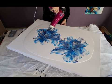Видео: 385 Wow 24×36 Великолепная техника цветения~ Моя самая большая работа! Акрил, заливка, жидкость, ...