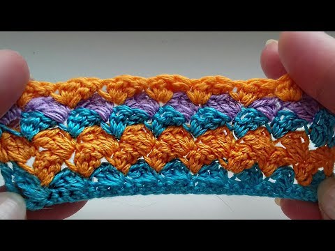 Видео: Простой узор крючком "Гусиные лапки". Для пледов, палантинов, детских шапочек.