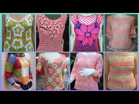 Видео: Элегантный, выдающийся узор крючком, идеи дизайна топа блузки ручной работы