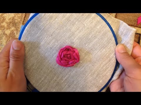 Видео: Роза вышитая лентами / Rose embroidered ribbons
