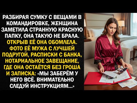 Видео: Разбирая сумку с вещами в командировке, женщина заметила странную красную папку...
