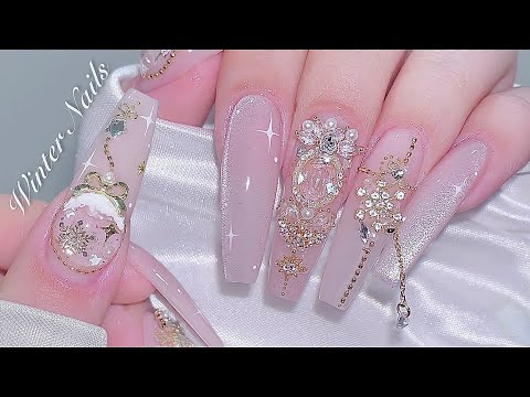 Видео: sub) Стеклянные магнитные ногти💗✨Зимний орнамент!❄️/🇰🇷Корейский маникюр / Нейл-арт / ASMR