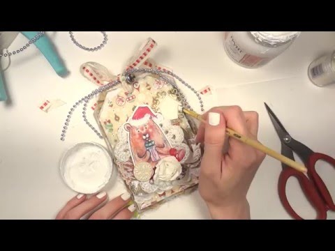 Видео: Новогодняя открытка-тег - Скрапбукинг мастер-класс / Aida Handmade