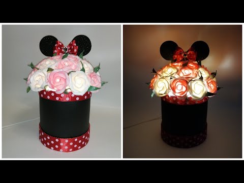 Видео: МК Букета роз в шляпной коробке."Микки Маус".светильник из изолона.