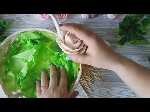 Видео: Большая корзина роз. Сувенирное мыло. Сборка корзины.