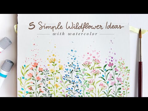 Видео: 5 ПРОСТЫХ идей рисования полевых цветов: урок по акварели