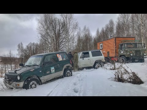 Видео: Pajero ломается, Нива страдает, Газ66 (автобаня) всех спасает!