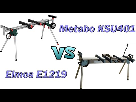 Видео: Обзор подставки для торцовочной пилы Metabo KSU401, и ее сравнение с подставкой Elmos E1219