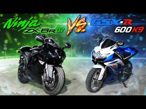 Видео: ЗАРУБА Kawasaki ZX-6R Ninja 2007 VS Suzuki GSX-R 600 K9