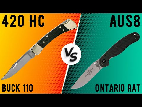 Видео: ТО от Пола Босса: ОВЕРХАЙП? - Тест стали 420HC и стали AUS-8. Тест на ножах Ontario RAT и Buck 110