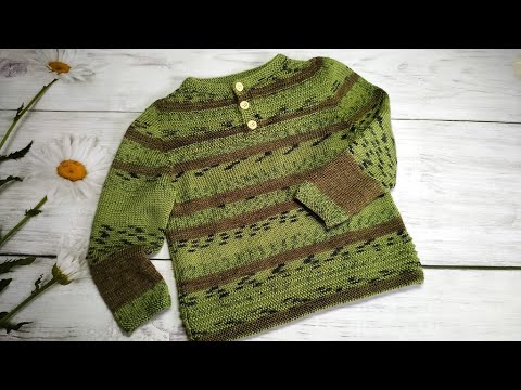 Видео: Джемпер - поло для мальчика, рост 92-98 см. Реглан-погон сверху.