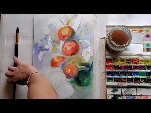 Видео: Яблоки по-сырому. Китайские акварелисты (Тайваньский художник) особенности техники