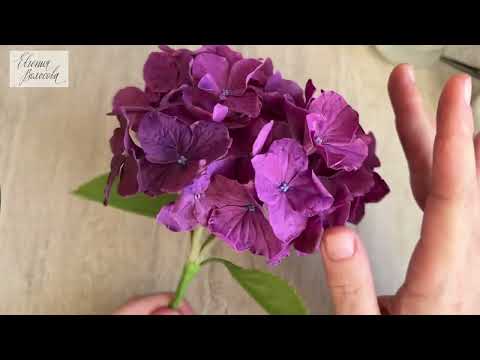 Видео: Десятая часть мк по гортензии из холодного фарфора. Финальная сборка ветки