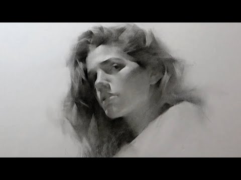 Видео: Реалистичный портретный рисунок угольным карандашом