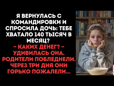 Видео: Я вернулась с командировки и спросила дочь: Тебе хватало 140 тысяч в месяц? — Каких денег?
