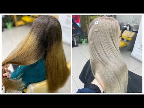 Видео: Тотальный блонд, холодный перламутровый оттенок. Как осветлить сильно отросший корень и рыжую длину