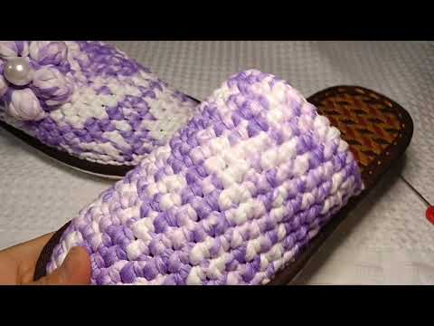 Видео: 😍Трикотаж жіптен гүл тоқу🧶#slipperstyle #тоқыма #crochet #shoes #art