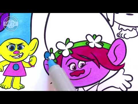 Видео: Тролли  Poppy, Creek, Smidge, King Peppy, Harper, Aspen Heitz   Coloring pages/ Раскраска