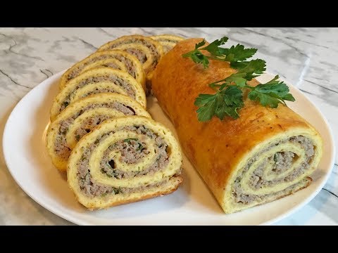 Видео: ПОТРЯСАЮЩЕ ВКУСНЫЙ ЯИЧНЫЙ РУЛЕТ С МЯСНОЙ НАЧИНКОЙ / Рулет из Омлета с Фаршем / Egg Roll With Meat