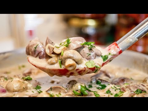 Видео: Идея для вкусного обеда! Куриная печень с грибами в сырном соусе, цыганка готовит.