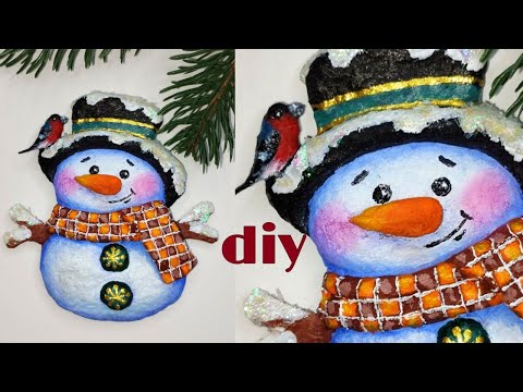 Видео: МК Снеговик - Магнит из ваты без каркаса  / Ватная игрушка / DIY cotton wool toy Snowman
