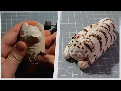 Видео: Резьба по дереву фигурка тигра / символ 2022 года / Wood carving tiger figurine / symbol of 2022