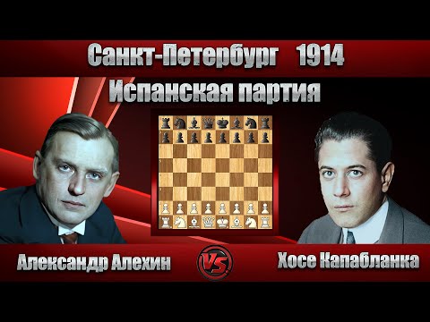 Видео: Александр Алехин - Хосе Капабланка | Санкт-Петербург 1914 | Испанская партия |