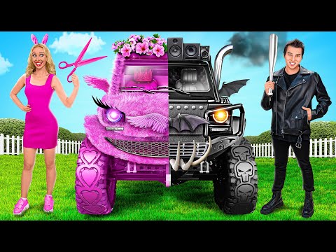 Видео: Розовая машина vs Черная машина Челлендж | Сумасшедший челлендж от TeenDO Challenge
