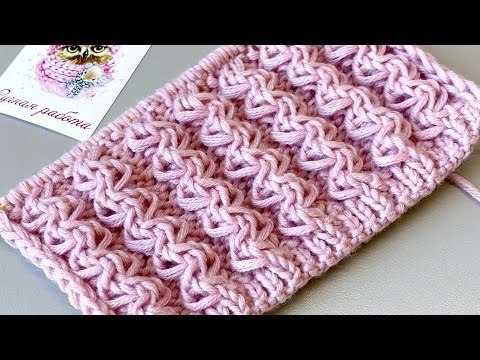 Видео: Простой объёмный узор спицами