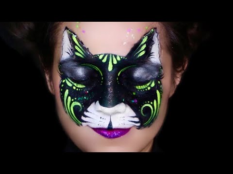 Видео: Учебник по рисованию на лице черного кота