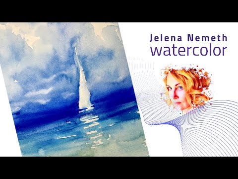 Видео: Как рисовать парусник и море акварелью. Уроки для начинающих.