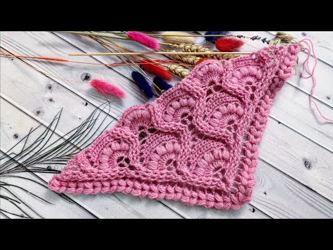 Видео: Ажурная шаль крючком//Узор для шали//Узор для бактуса//Crochet shawl//Часть -1