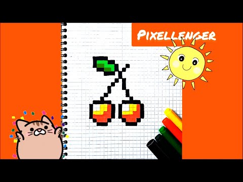 Видео: Черешня Как рисовать по клеточкам Простые Летние рисунки Пиксель Арт How to Draw Cherry Pixel Art