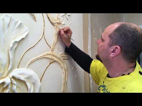 Видео: покрываем золотом барельеф ,конечный результат