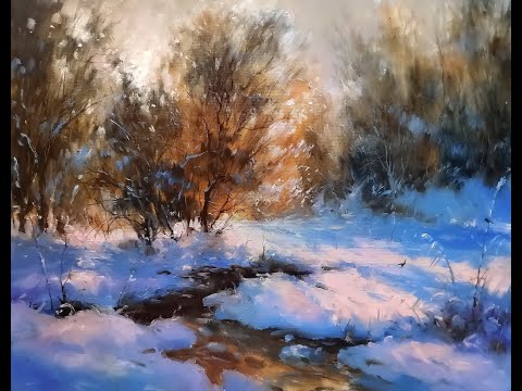 Видео: Как нарисовать зимний пейзаж используя всего 4 цвета.