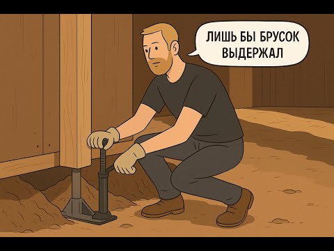 Видео: Проект - Гнилой домик / 3я неделя / Поднимаю угол домкратами