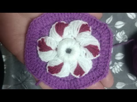 Видео: #Шестиугольный мотив крючком для тапочек сапожек крючком. Como hacer flores a crochet. Цветы крючком