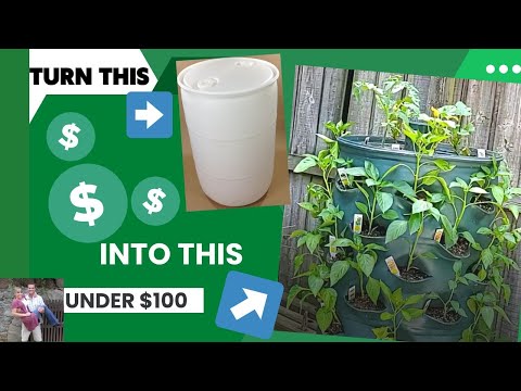 Видео: Проект садовой башни из бочки на 55 галлонов стоимостью менее 100 долларов с трубой для компостир...